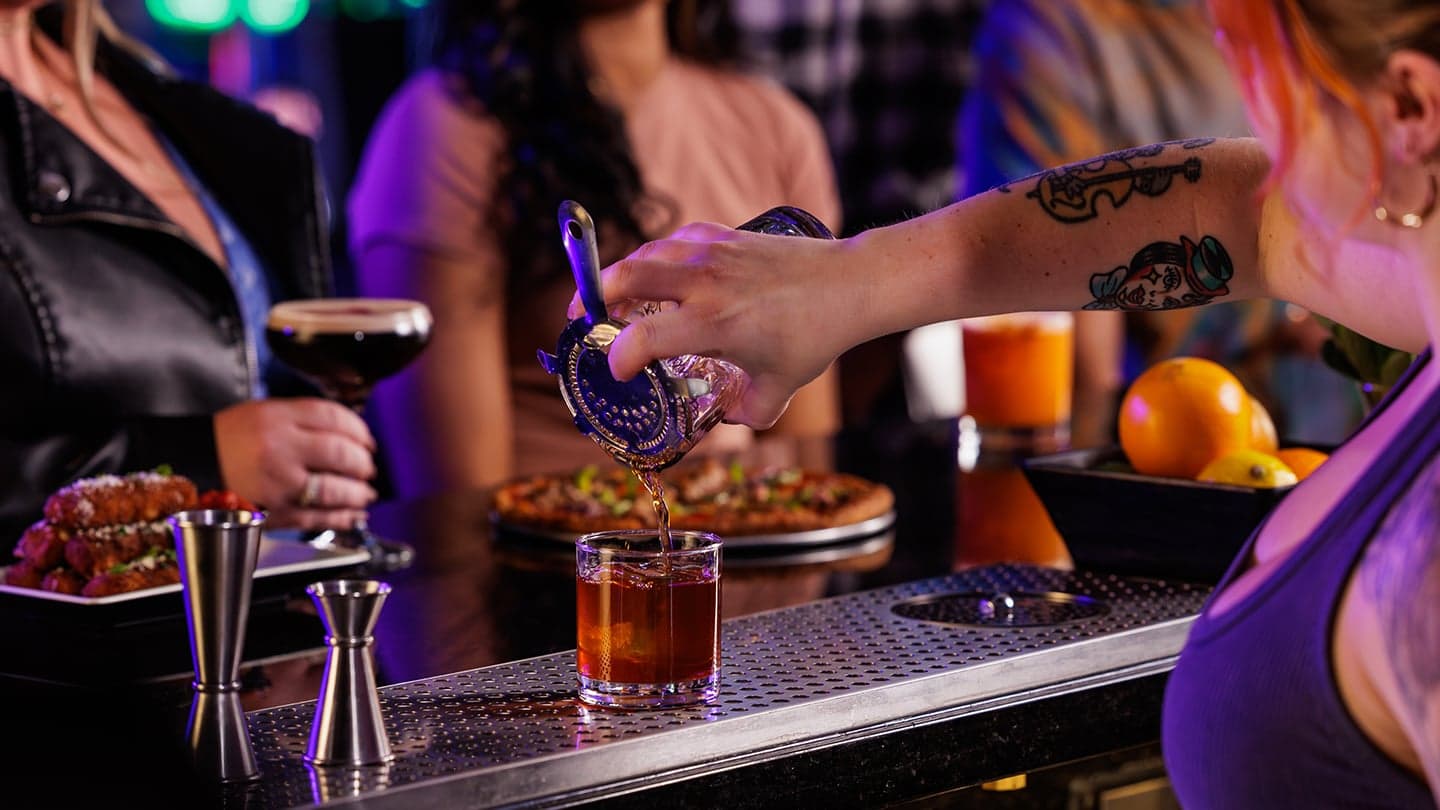 Food and craft cocktails at Ignite Arcade.