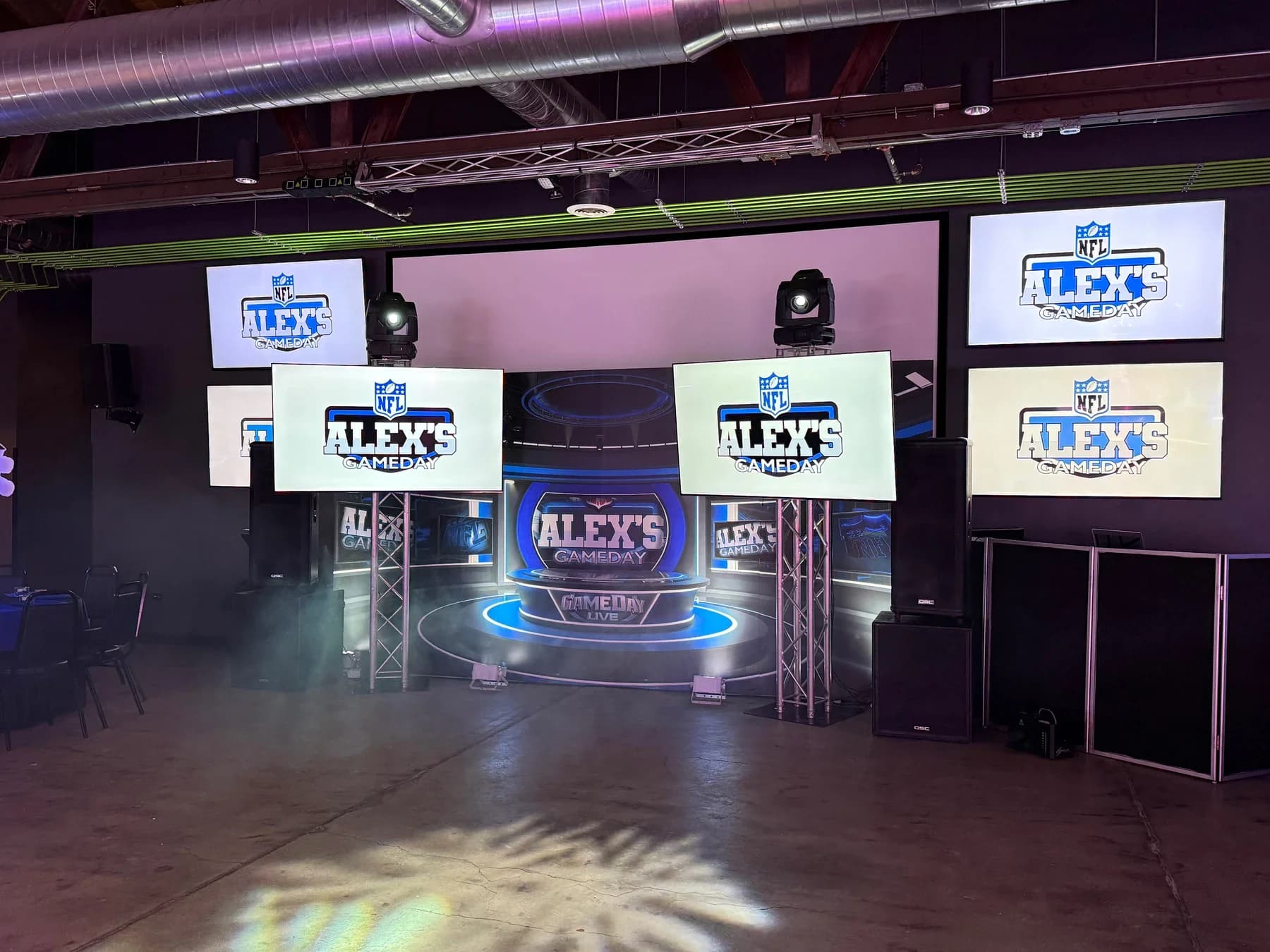 Ignite Arcade's event space set up for a themed mitzvah celebration.